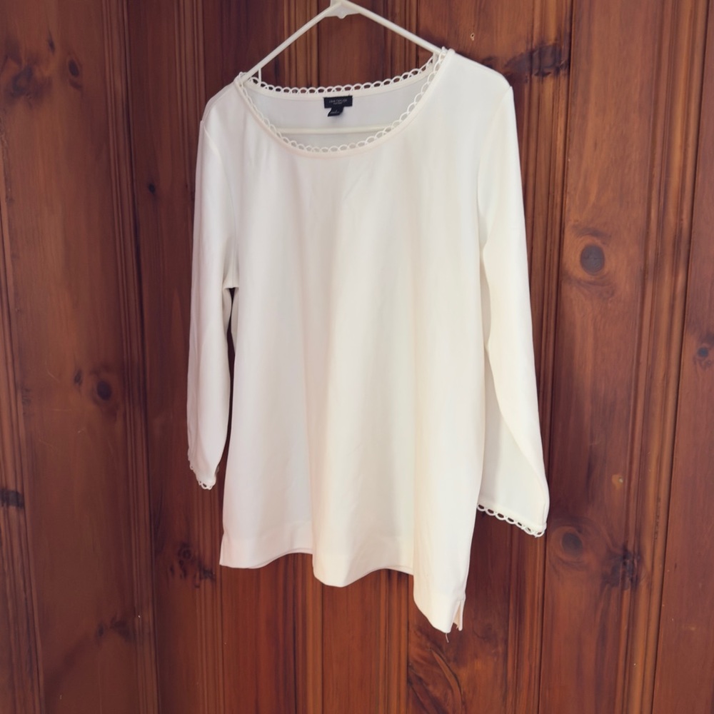 Ann Taylor Ivory Long Sleeve Top Size Large